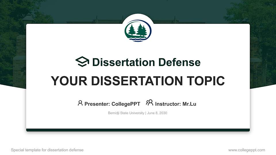 Bemidji State University Graduation Thesis Defense PPT Template16:9 ratio PPT effect preview image