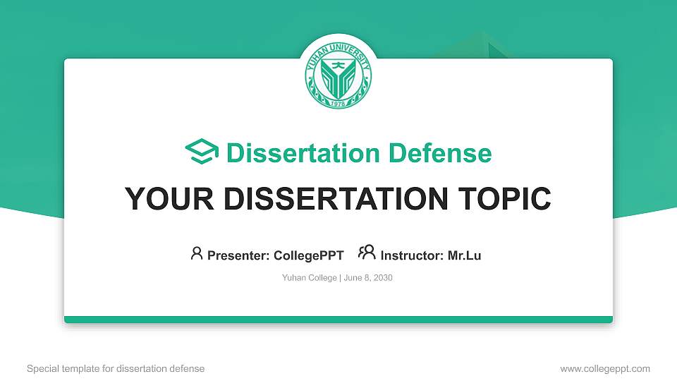 Yuhan College Graduation Thesis Defense PPT Template16:9 ratio PPT effect preview image