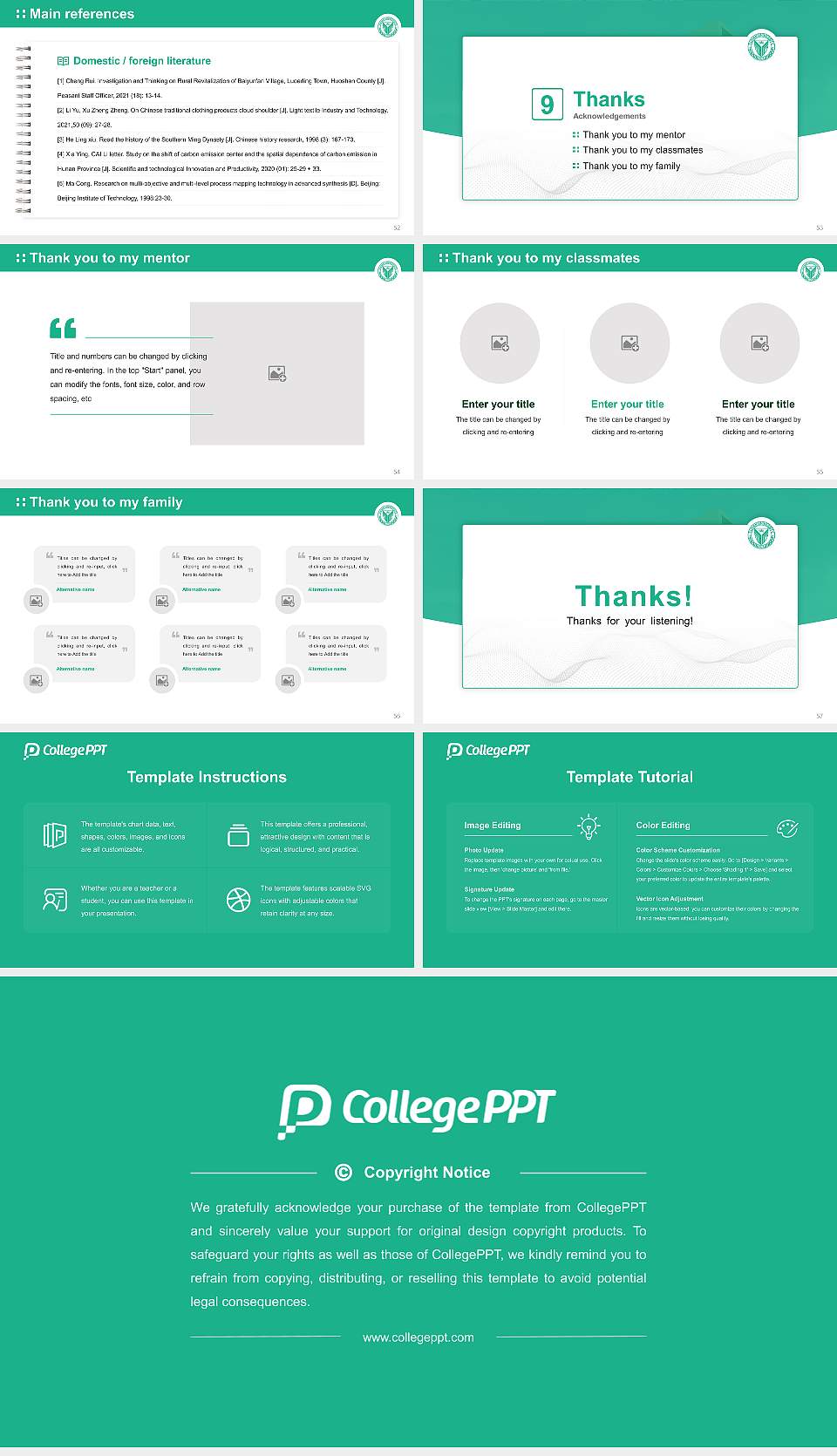 Yuhan College Graduation Thesis Defense PPT Template16:9 ratio PPT effect preview image7