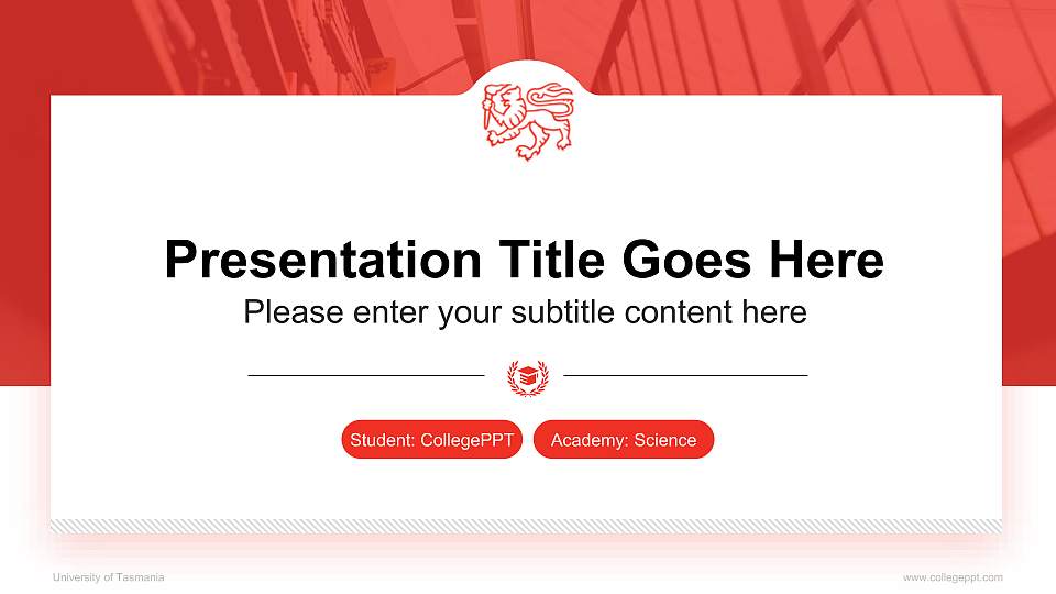 University of Tasmania National Scholarship Defense PPT Template16:9 ratio PPT effect preview image