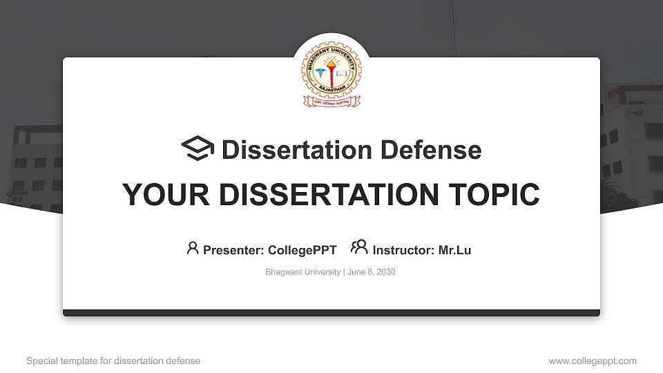 Bhagwant University Graduation Thesis Defense PPT Template16:9 ratio PPT effect preview image