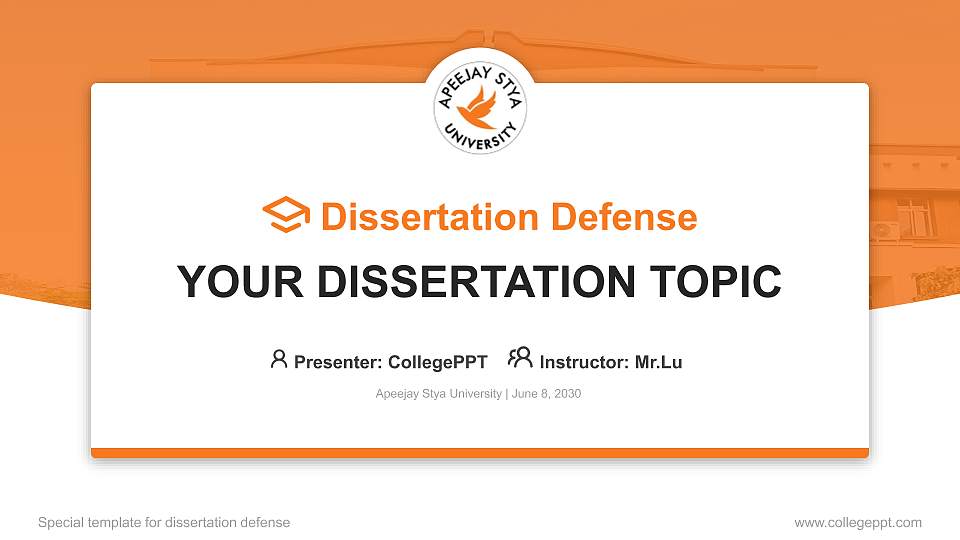 Apeejay Stya University Graduation Thesis Defense PPT Template16:9 ratio PPT effect preview image