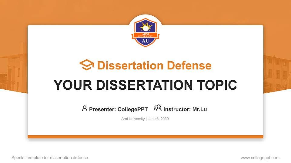 Arni University Graduation Thesis Defense PPT Template16:9 ratio PPT effect preview image