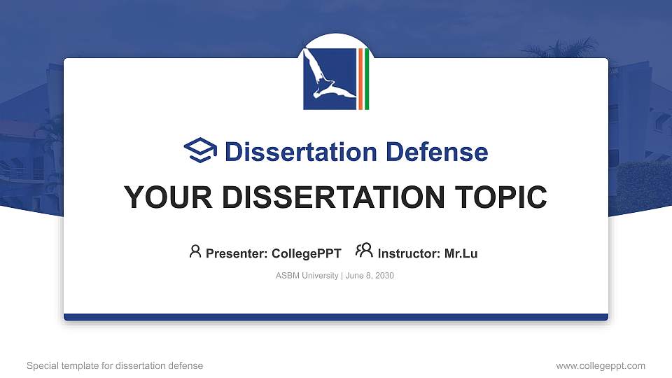 ASBM University Graduation Thesis Defense PPT Template16:9 ratio PPT effect preview image