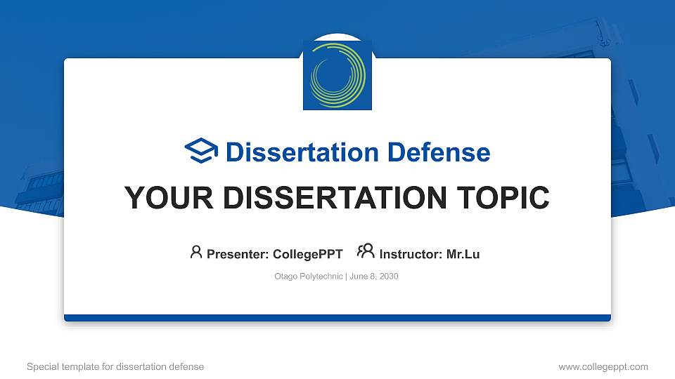 Otago Polytechnic Graduation Thesis Defense PPT Template16:9 ratio PPT effect preview image
