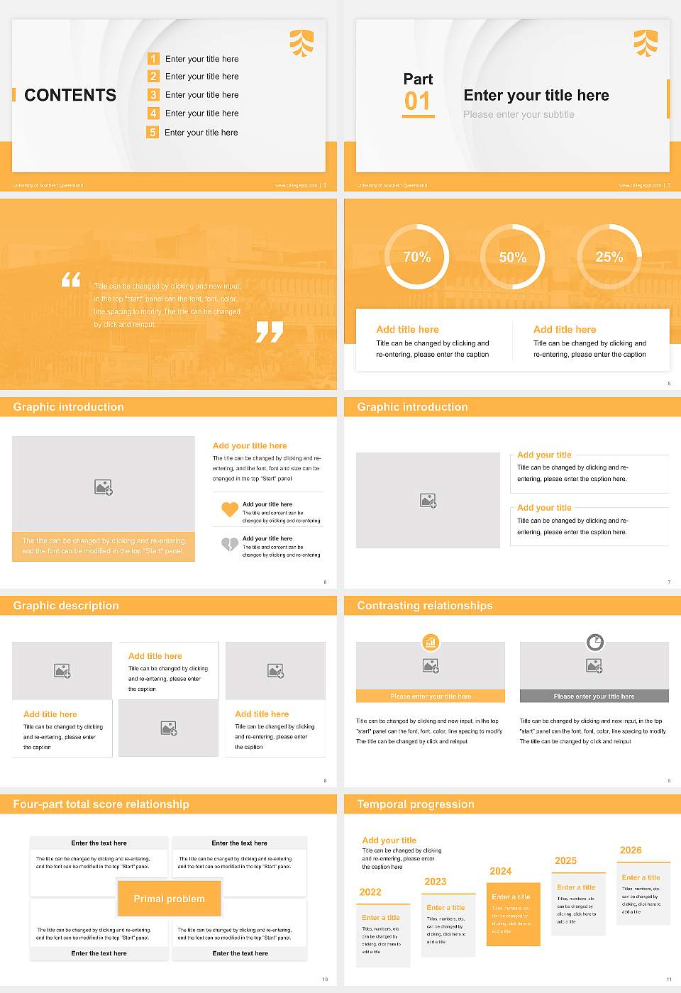 University of Southern Queensland Thesis Proposal/Graduation Defense PPT Template16:9 ratio PPT effect preview image2