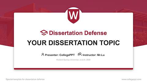 Western Sydney University Graduation Thesis Defense PPT Template