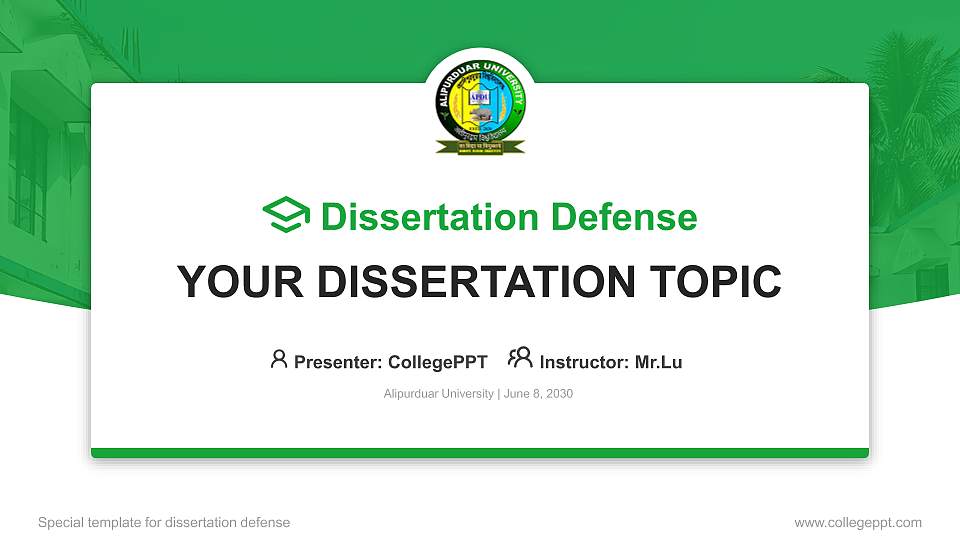 Alipurduar University Graduation Thesis Defense PPT Template16:9 ratio PPT effect preview image
