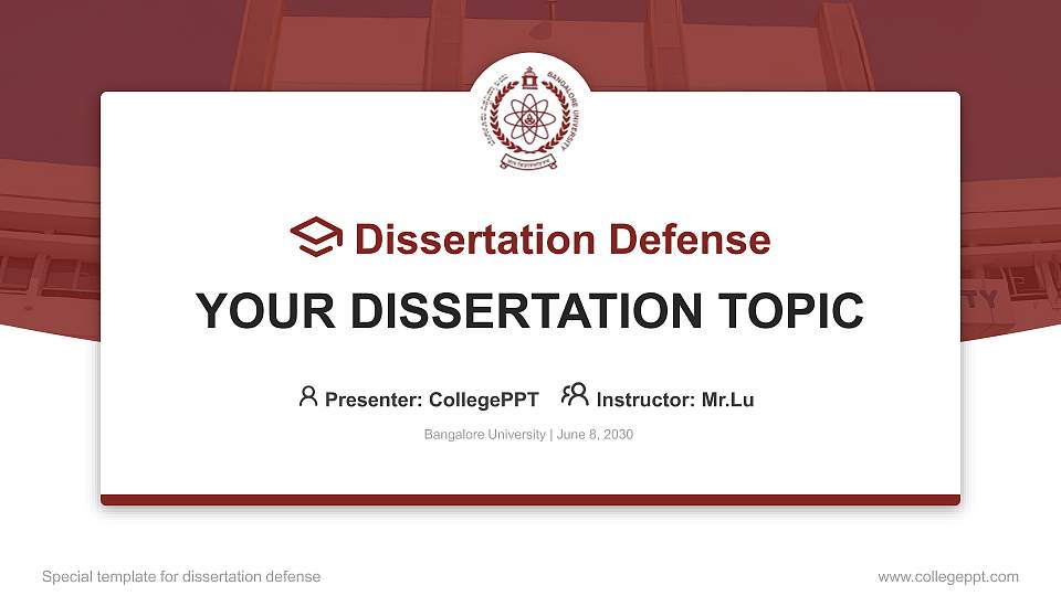 Bangalore University Graduation Thesis Defense PPT Template16:9 ratio PPT effect preview image