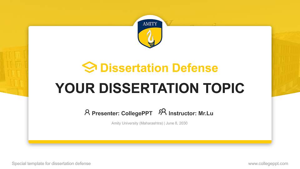 Amity University (Maharashtra) Graduation Thesis Defense PPT Template16:9 ratio PPT effect preview image