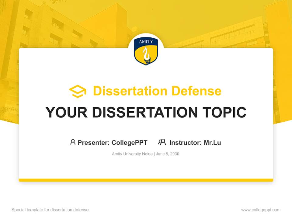 Amity University Noida Graduation Thesis Defense PPT Template4:3 ratio PPT effect preview image7