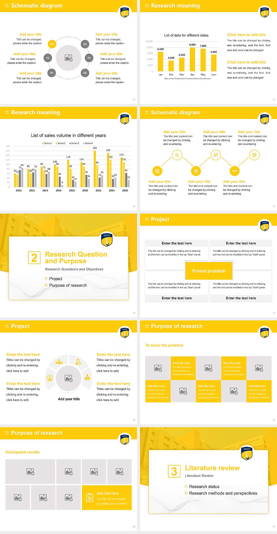 Amity University Noida Graduation Thesis Defense PPT Template4:3 ratio PPT effect preview image3