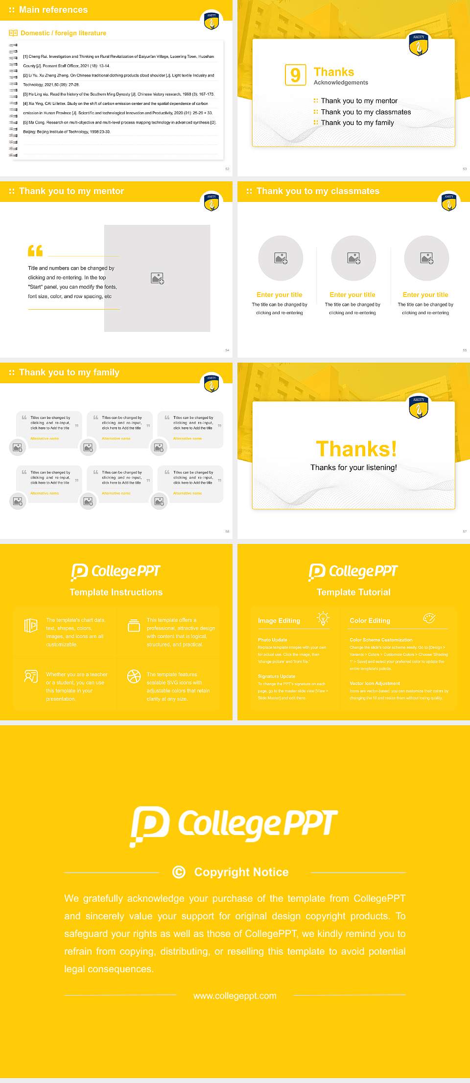 Amity University Noida Graduation Thesis Defense PPT Template4:3 ratio PPT effect preview image7