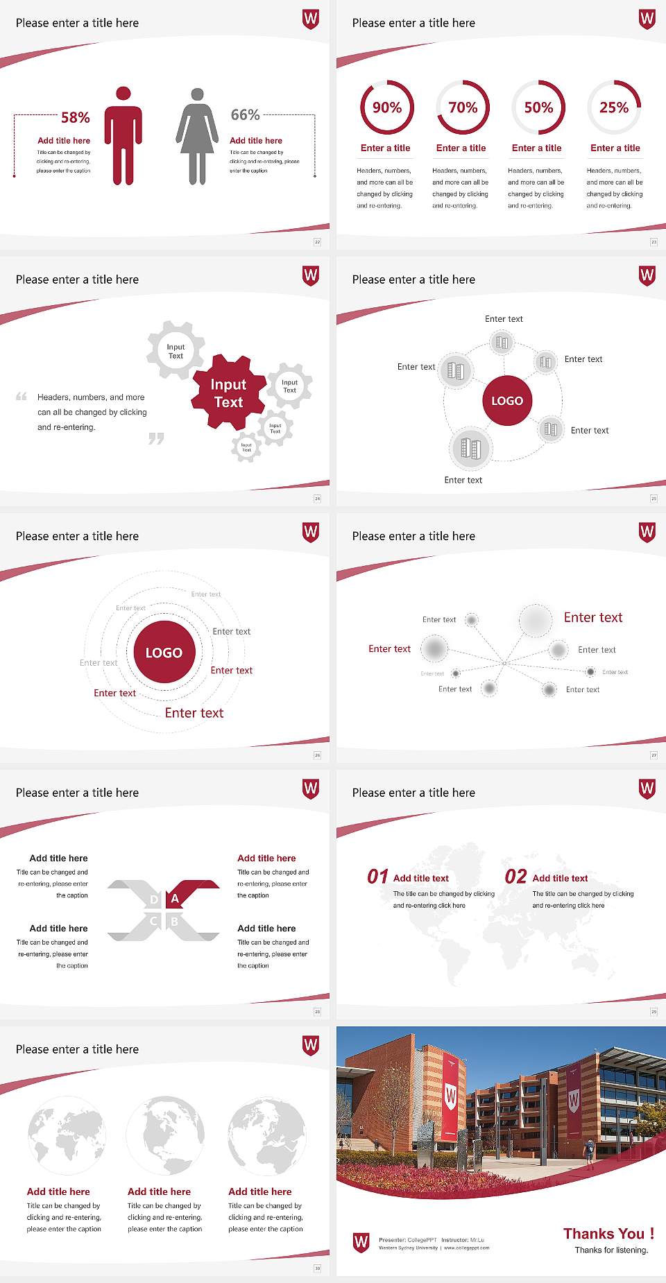 Western Sydney University Course/Courseware Creation PPT Template4:3 ratio PPT effect preview image4
