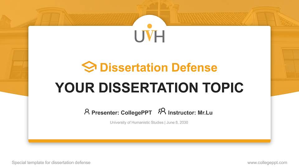 University of Humanistic Studies Graduation Thesis Defense PPT Template16:9 ratio PPT effect preview image