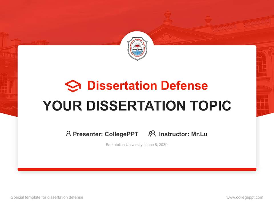 Barkatullah University Graduation Thesis Defense PPT Template4:3 ratio PPT effect preview image7