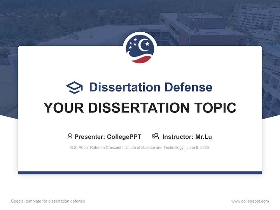 B.S. Abdur Rahman Crescent Institute of Science and Technology Graduation Thesis Defense PPT Template4:3 ratio PPT effect preview image7