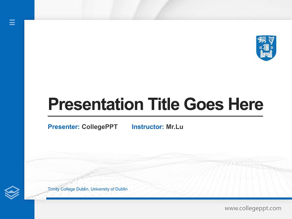 Trinity College Dublin, University of Dublin Thesis Proposal/Graduation Defense PPT Template4:3 ratio PPT effect preview image5