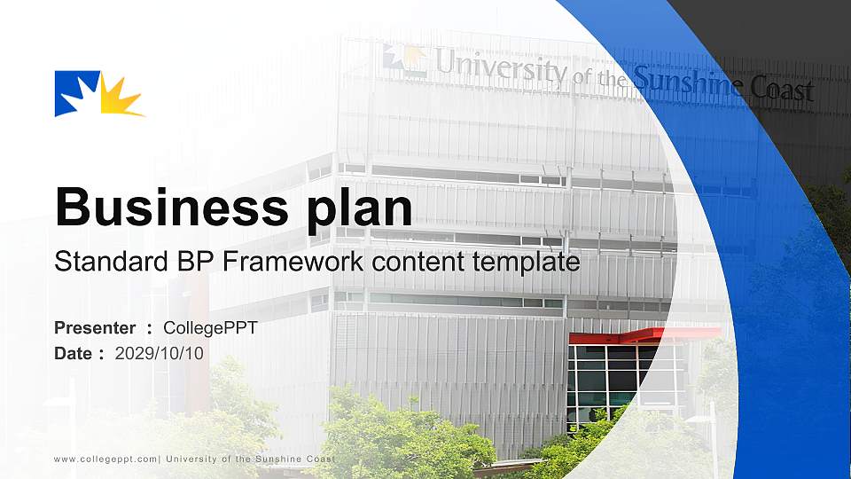 University of the Sunshine Coast Competition/Entrepreneurship Contest PPT Template16:9 ratio PPT effect preview image