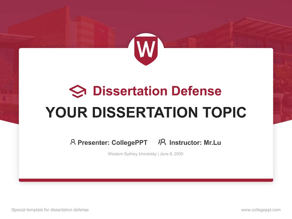 Western Sydney University Graduation Thesis Defense PPT Template4:3 ratio PPT effect preview image7