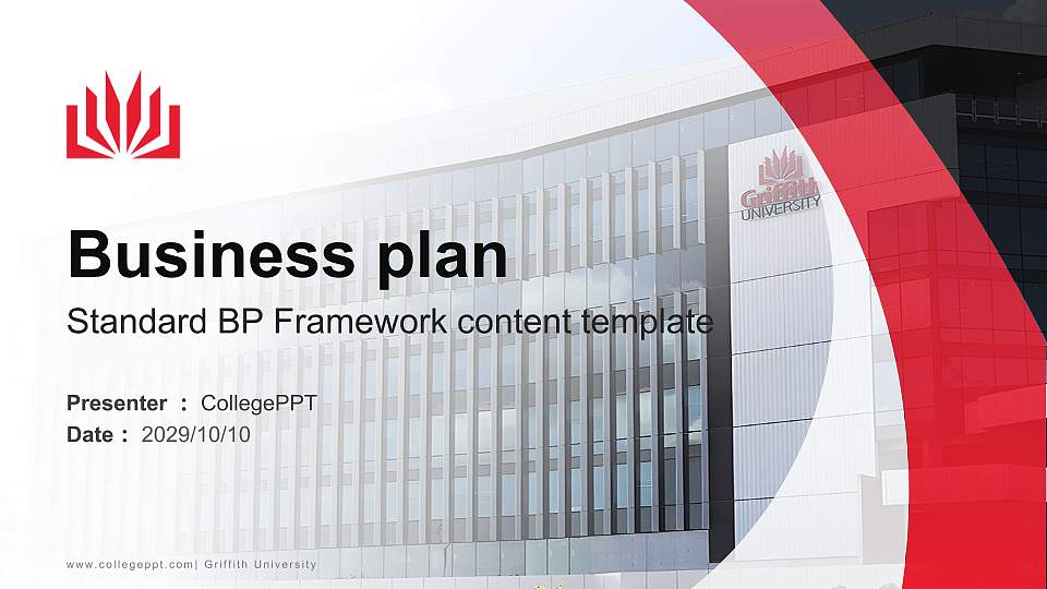 Griffith University Competition/Entrepreneurship Contest PPT Template16:9 ratio PPT effect preview image