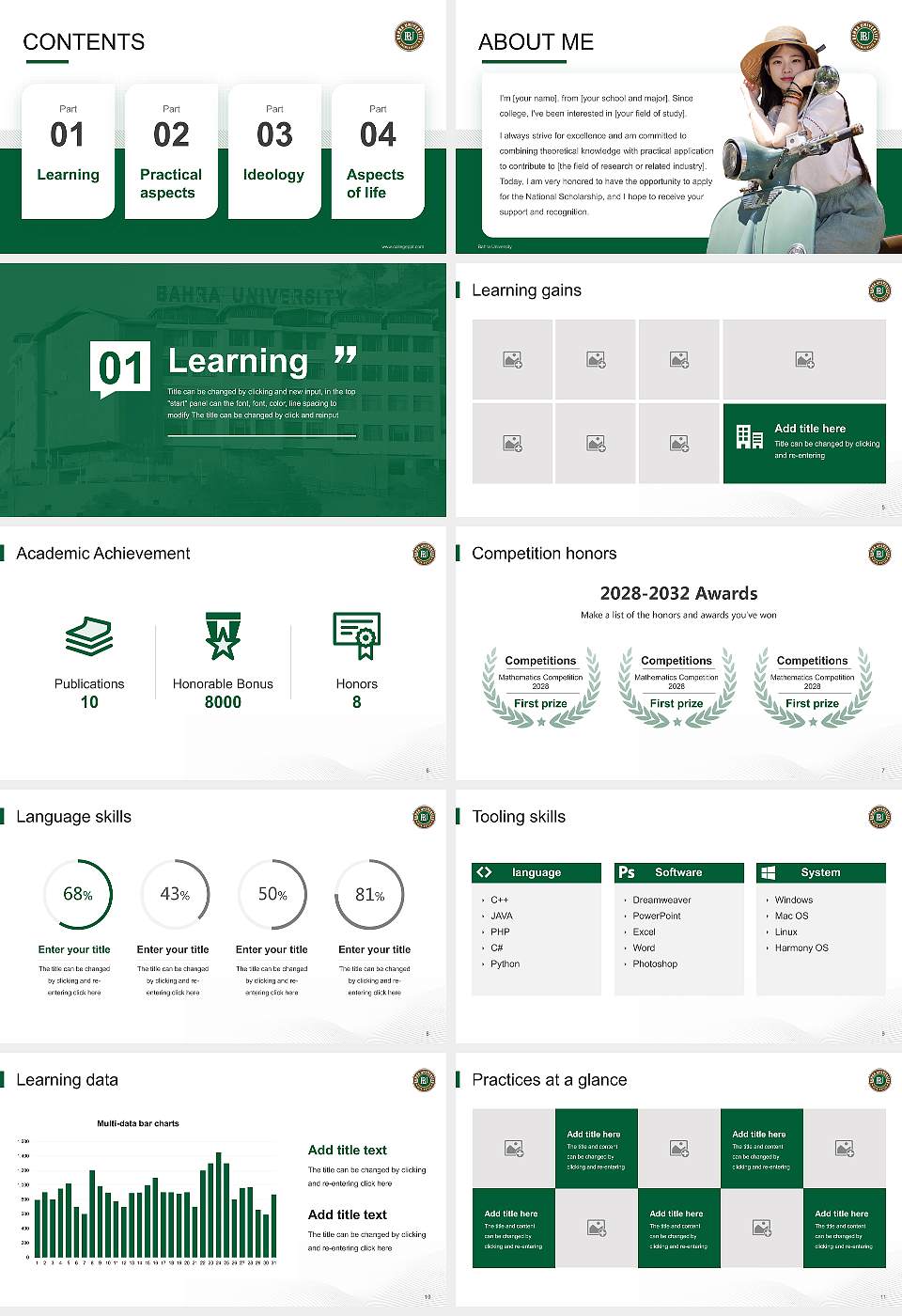 Bahra University National Scholarship Defense PPT Template16:9 ratio PPT effect preview image2