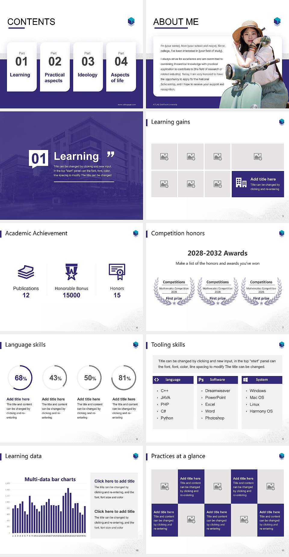 ATLAS SkillTech University National Scholarship Defense PPT Template4:3 ratio PPT effect preview image2