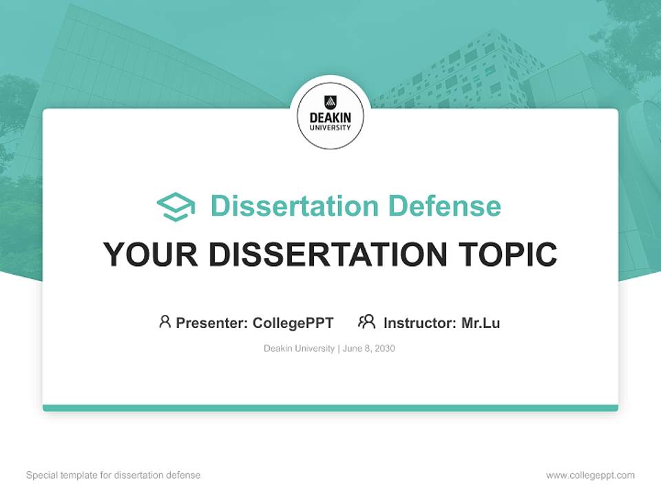 Deakin University Graduation Thesis Defense PPT Template4:3 ratio PPT effect preview image7