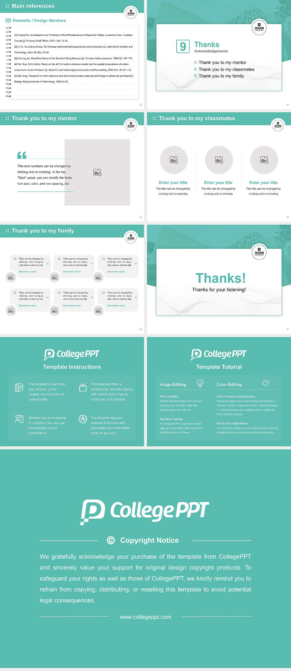 Deakin University Graduation Thesis Defense PPT Template4:3 ratio PPT effect preview image7