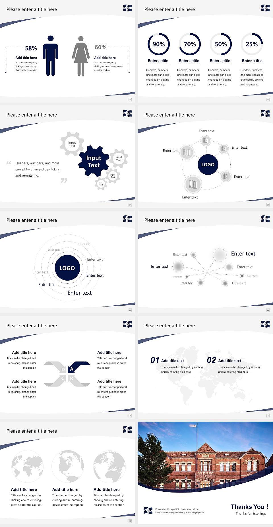 Federation University Australia Course/Courseware Creation PPT Template4:3 ratio PPT effect preview image4