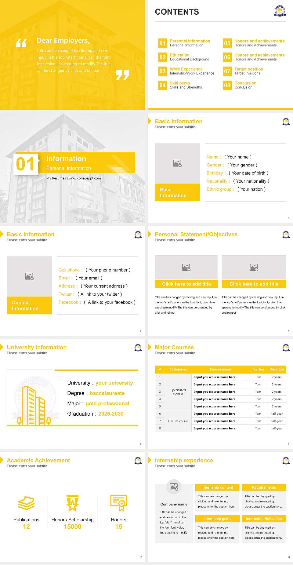 Assam Down Town University Resume PPT Template4:3 ratio PPT effect preview image2