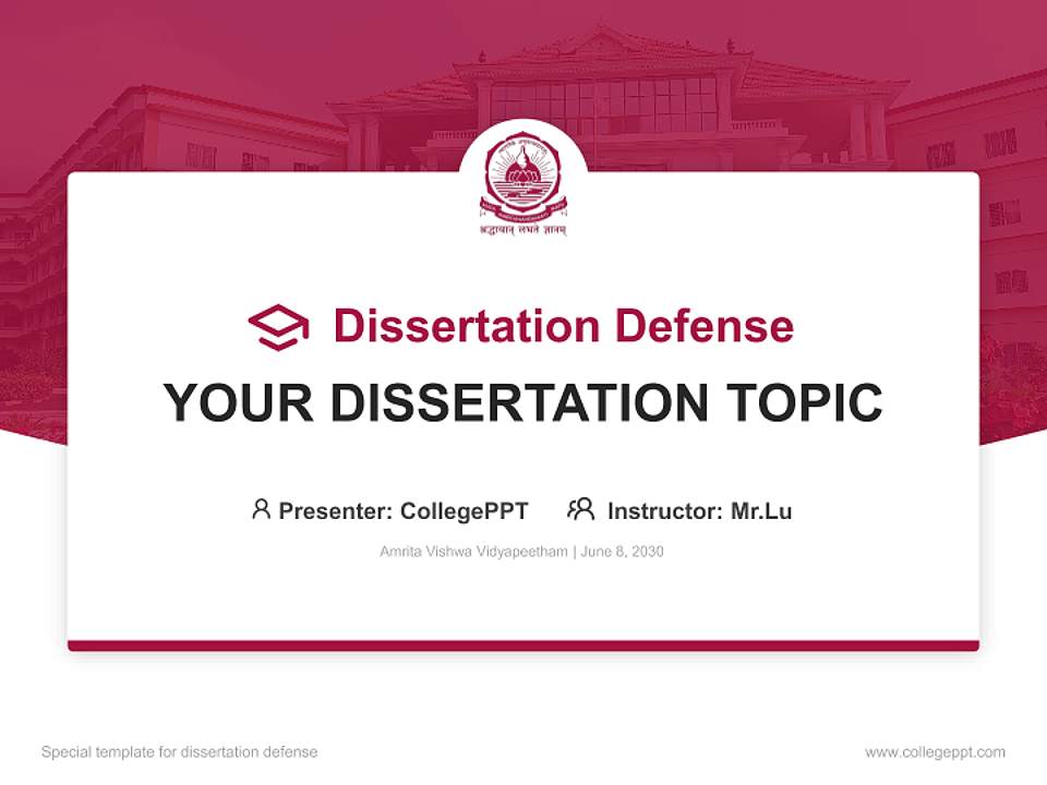 Amrita Vishwa Vidyapeetham Graduation Thesis Defense PPT Template4:3 ratio PPT effect preview image7