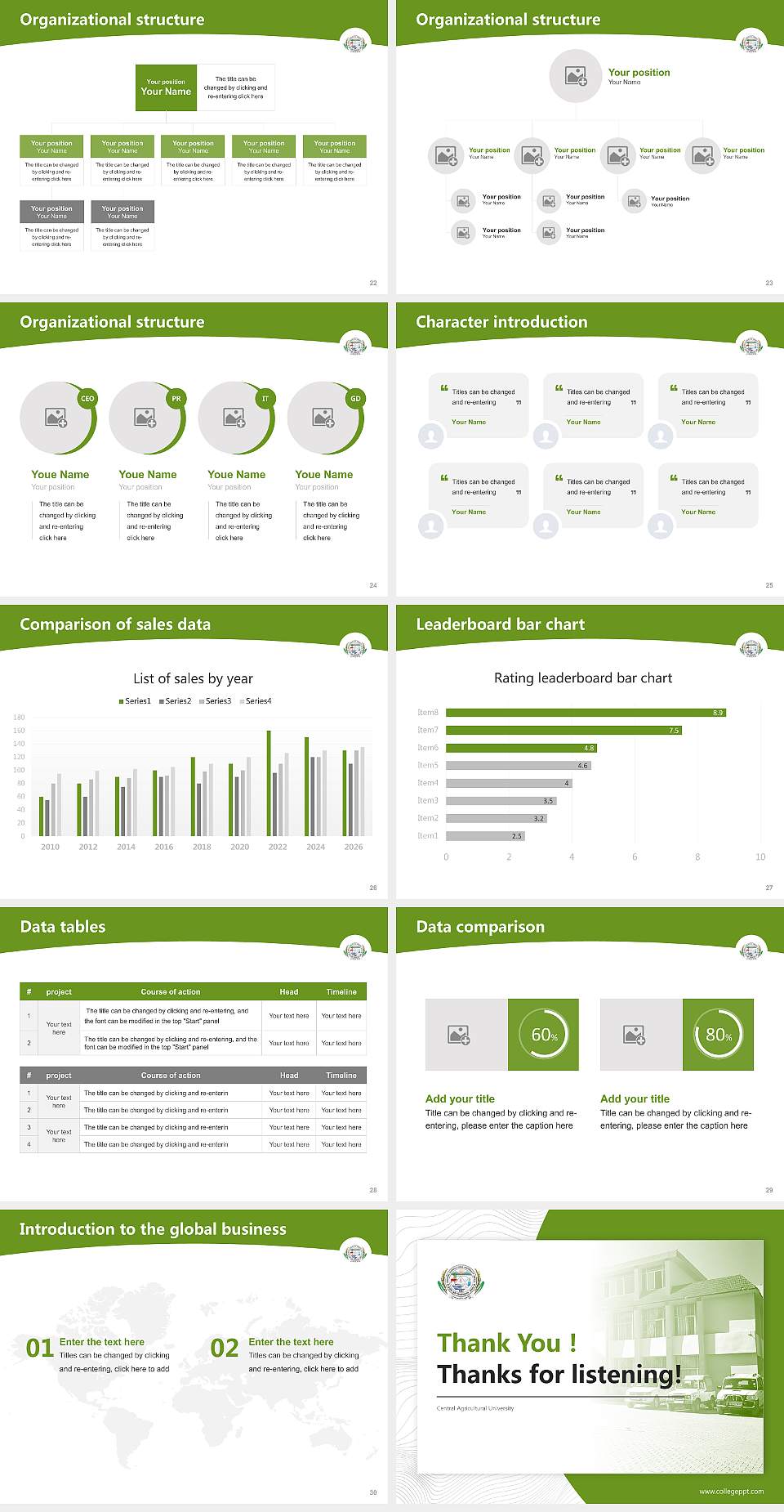 Central Agricultural University Academic Presentation/Research Findings Report PPT Template4:3 ratio PPT effect preview image4