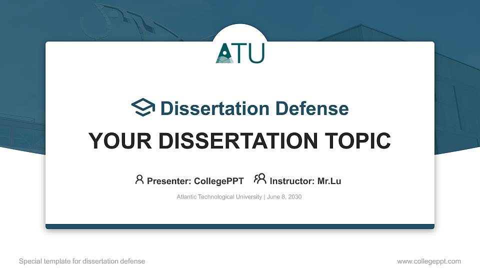 Atlantic Technological University Graduation Thesis Defense PPT Template16:9 ratio PPT effect preview image
