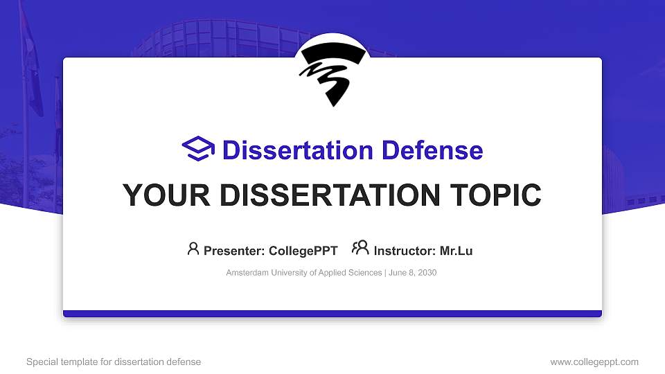 Amsterdam University of Applied Sciences Graduation Thesis Defense PPT Template16:9 ratio PPT effect preview image