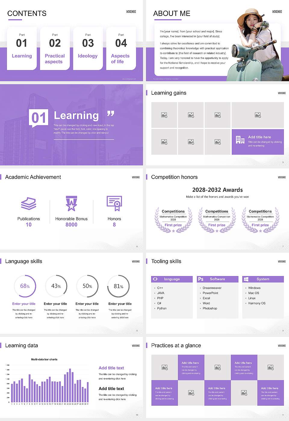 Yoobee College of Creative Innovation National Scholarship Defense PPT Template16:9 ratio PPT effect preview image2