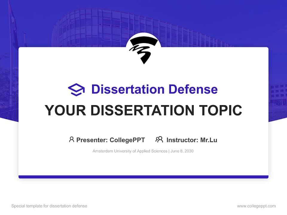 Amsterdam University of Applied Sciences Graduation Thesis Defense PPT Template4:3 ratio PPT effect preview image7