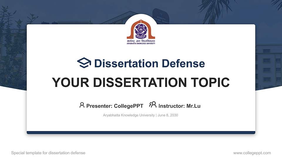 Aryabhatta Knowledge University Graduation Thesis Defense PPT Template16:9 ratio PPT effect preview image