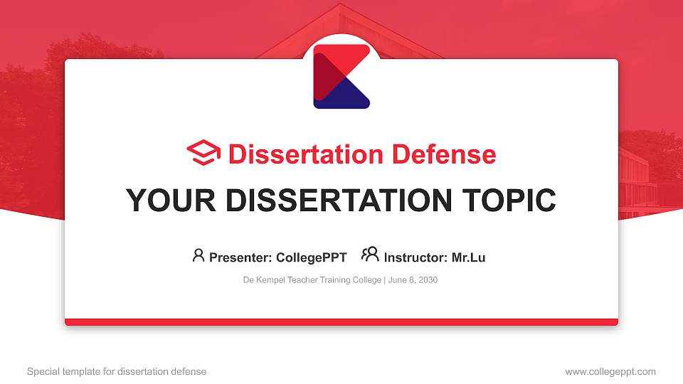 De Kempel Teacher Training College Graduation Thesis Defense PPT Template16:9 ratio PPT effect preview image