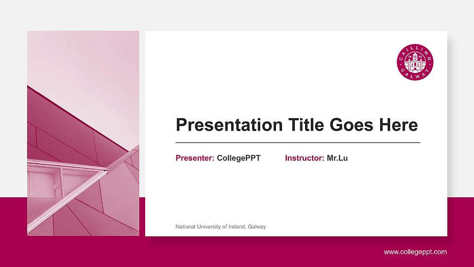 National University of Ireland, Galway General Purpose PPT Template16:9 ratio PPT effect preview image