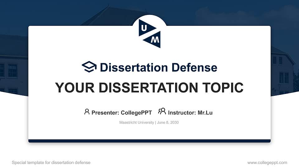 Maastricht University Graduation Thesis Defense PPT Template16:9 ratio PPT effect preview image