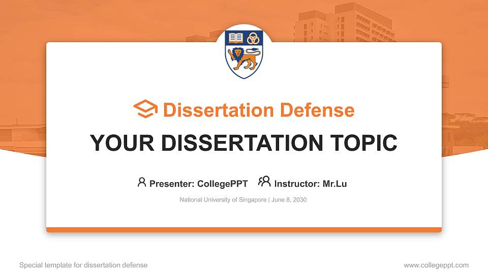National University of Singapore Graduation Thesis Defense PPT Template16:9 ratio PPT effect preview image