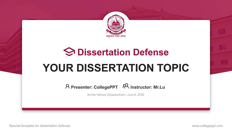 Amrita Vishwa Vidyapeetham Graduation Thesis Defense PPT Template16:9 ratio PPT effect preview image