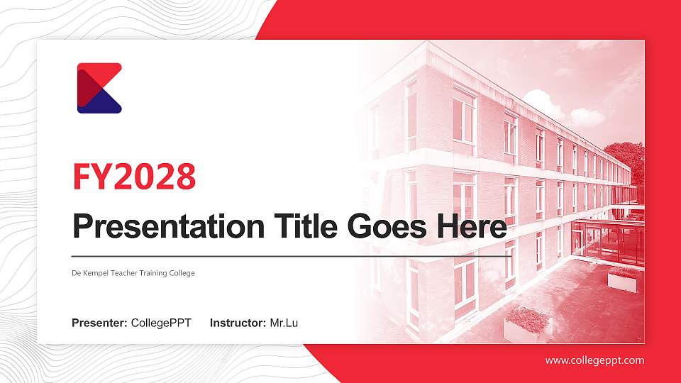 De Kempel Teacher Training College Academic Presentation/Research Findings Report PPT Template16:9 ratio PPT effect preview image