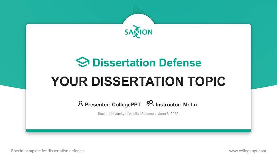 Saxion University of Applied Sciences Graduation Thesis Defense PPT Template16:9 ratio PPT effect preview image