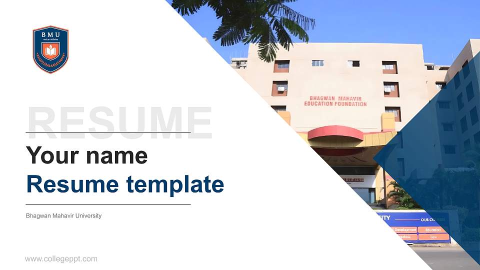 Bhagwan Mahavir University Resume PPT Template16:9 ratio PPT effect preview image