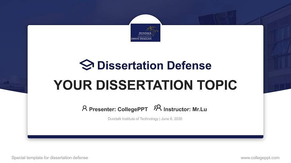 Dundalk Institute of Technology Graduation Thesis Defense PPT Template16:9 ratio PPT effect preview image