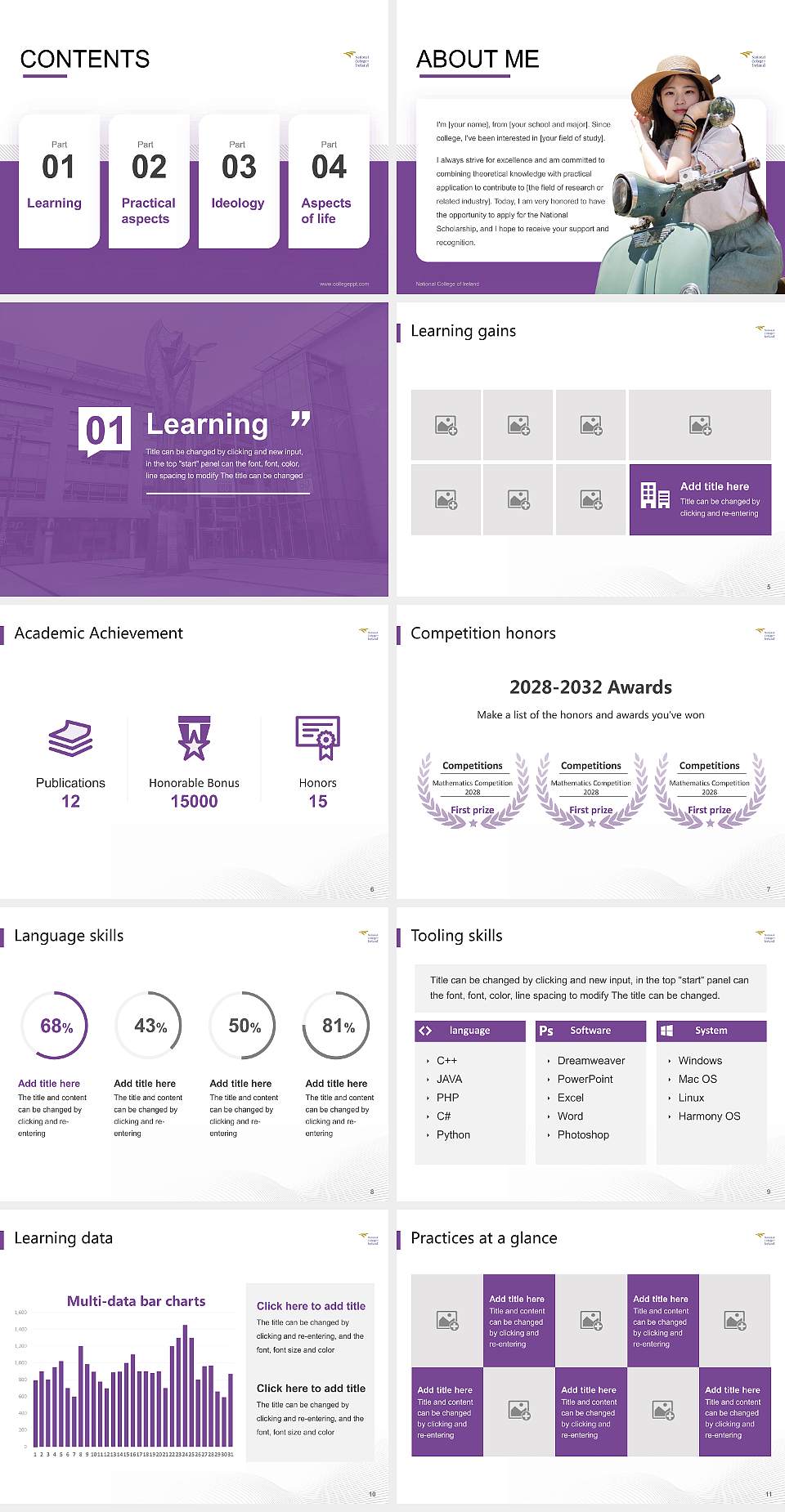 National College of Ireland National Scholarship Defense PPT Template4:3 ratio PPT effect preview image2