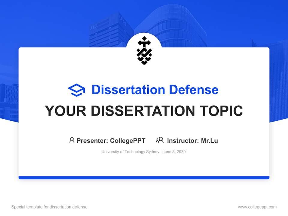 University of Technology Sydney Graduation Thesis Defense PPT Template4:3 ratio PPT effect preview image7