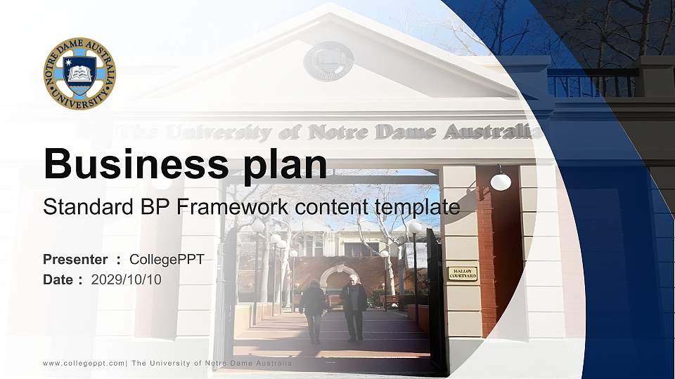 The University of Notre Dame Australia Competition/Entrepreneurship Contest PPT Template16:9 ratio PPT effect preview image